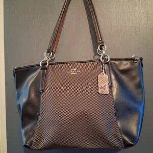 Coach F57246 Legacy Jacquard AVA Tote Shoulder Handbag in Black and Grey